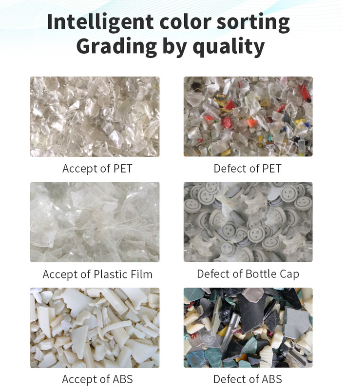 Del HDPE automático de dos máquina plástica del clasificador del color del Ldpe del PE de los canales inclinados de la capa 4 ABS del Pvc