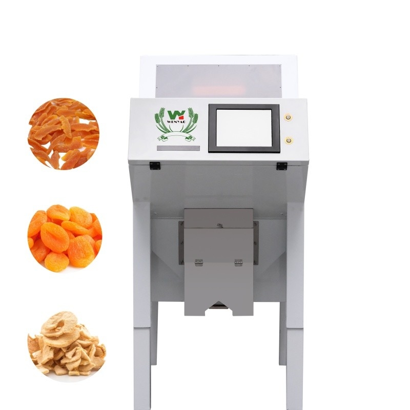 WENYAO Mini Chute Frutas deshidratadas Máquina de clasificación óptica Albaricoques secos melocotón Manzanas Color clasificador Eliminar tallos Molde de tallo