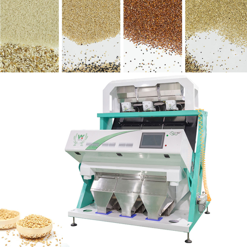 Clasificador del color del arroz de la avena de Japonica de los canales inclinados de la velocidad rápida 3 conveniente para la granja